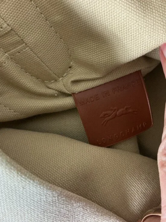 Longchamp Roseau Essential Ivory Black Polka Dot Fabric Small Bucket Bag - Picture 10 of 12